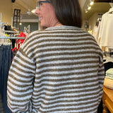 Brown Stripe Button-up Cardigan - Miou Muse