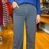 Pinstripe Cuffed Wide Leg Pant