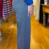Pinstripe Cuffed Wide Leg Pant