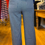Pinstripe Cuffed Wide Leg Pant