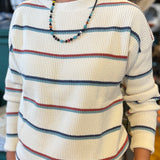 L.L.Bean Sunwashed Waffle Sweater, Striped