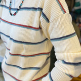 L.L.Bean Sunwashed Waffle Sweater, Striped