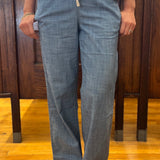 L.L.Bean Lakewashed Pull-On Wide Leg Chambray Chinos