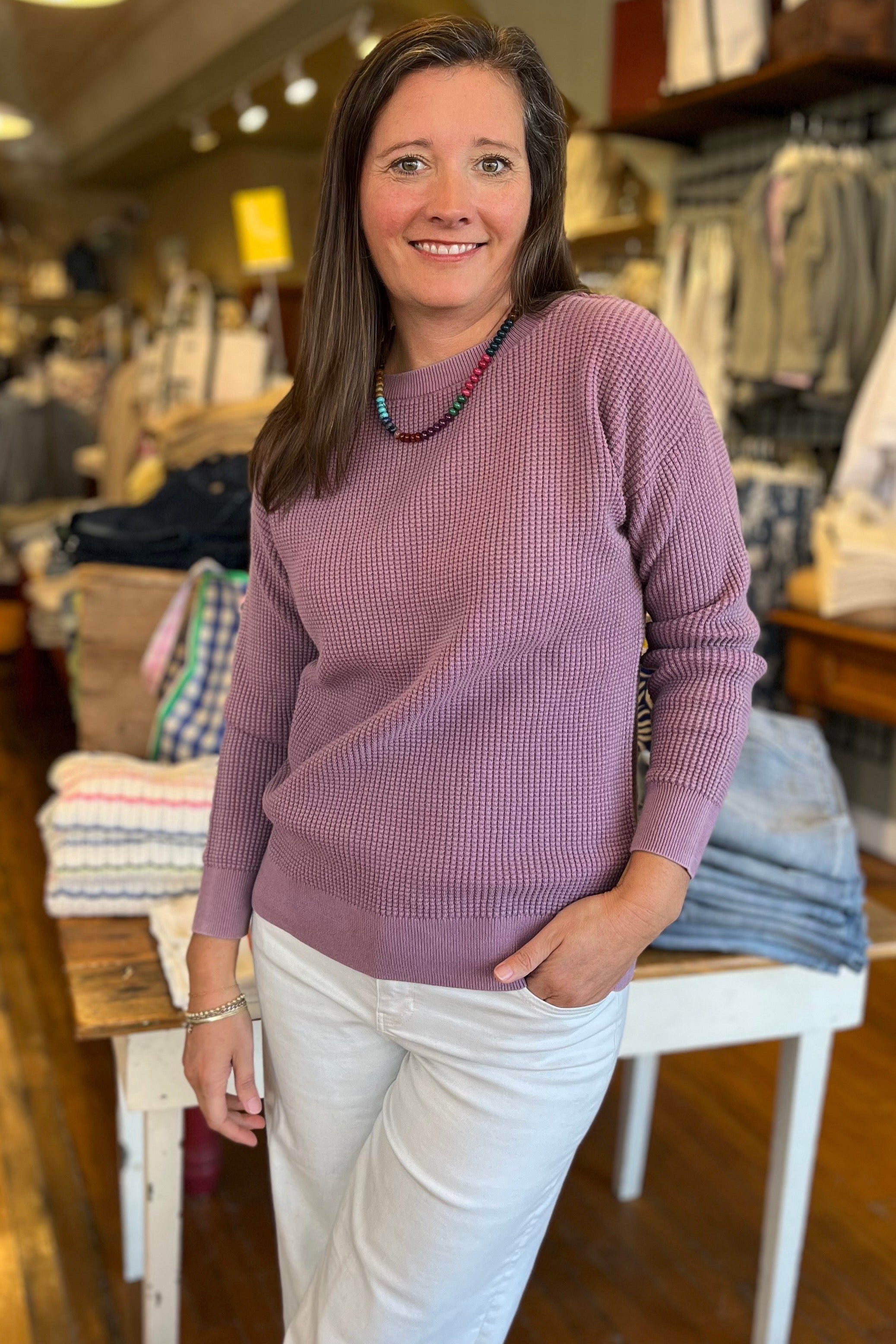 L.L.Bean Sunwashed Waffle Sweater, Pullover