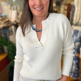 L.L.Bean Sunwashed Waffle Sweater, Splitneck