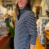 L.L.Bean Lakewashed Double-Knit Quarter-Snap, Stripe